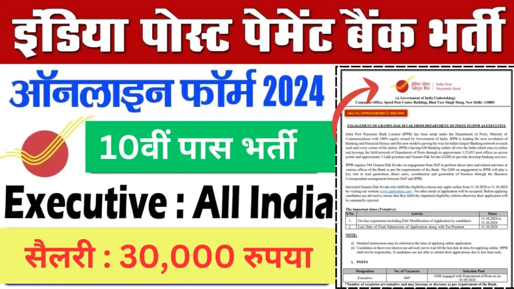 India Post Payment Bank Executive Bharti 2024